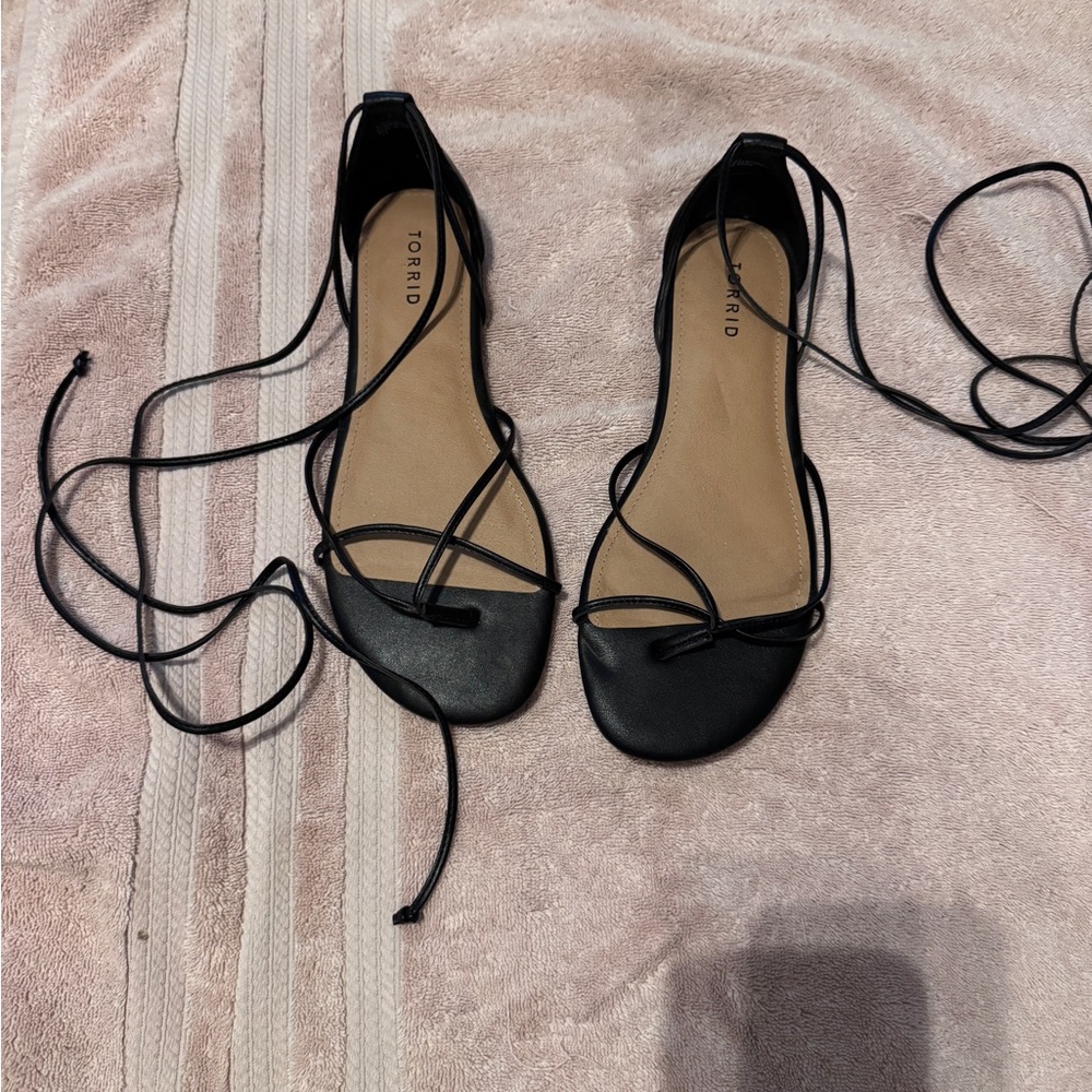 Torrid Black Lace-Up Sandals